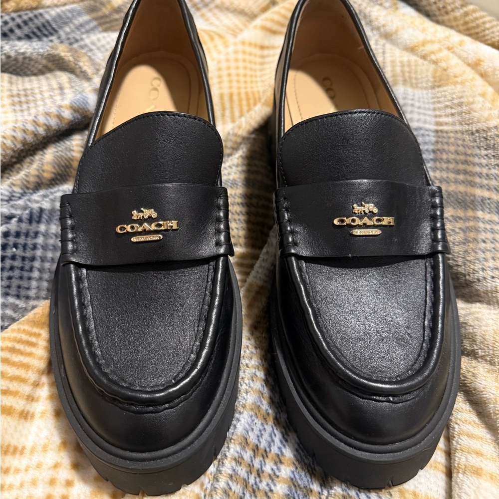 Coach Black Chunky Loafers - Picture 2 of 5